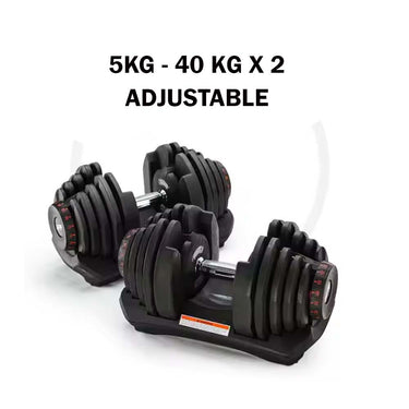 Adjustable Dumbbell Set - 5 Kg - 40 Kg ( Sold as Pair )